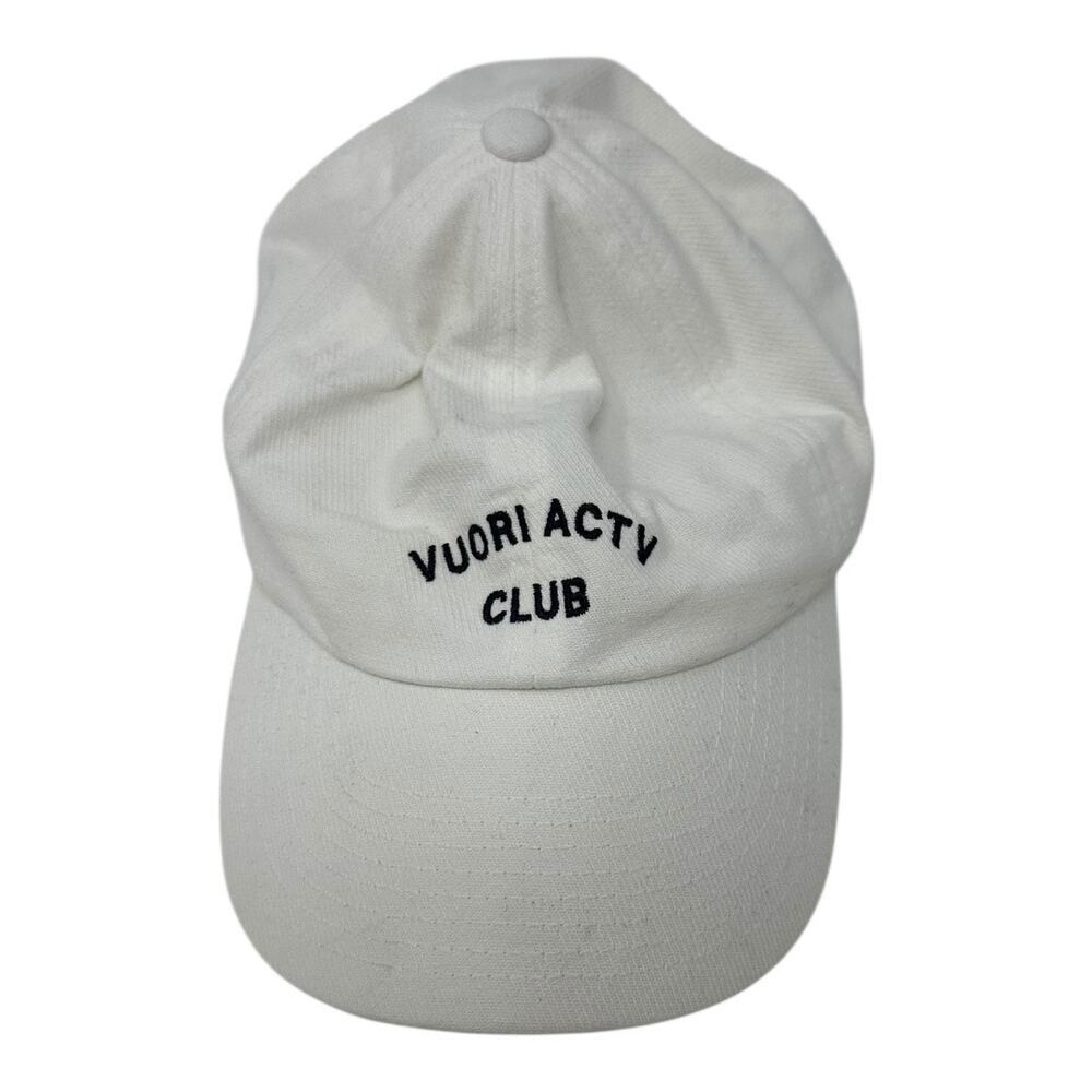 Vuori Active Club White Baseball Cap Adjustable Strapback Hat Cotton
